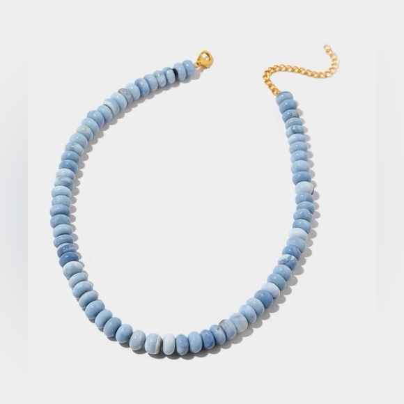 Allie & Bess Jewelry - Allie & Bess Bay Hand Dyed Blue Opal beads 8mm to 10mm. 16” Beaded Necklace. New